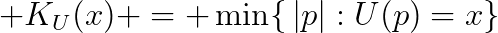 K_U(x) = min{|p| : U(p)=x}