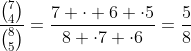 [tex]\frac{\binom74}{\binom85}=\frac{7 \cdot 6 \cdot{5}}{8 \cdot{7} \cdot6}=\frac58[/tex]