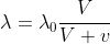[tex]\lambda=\lambda_0\frac{V}{{V}+{v}}[/tex]