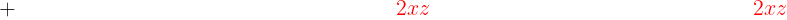 9xz - yz + xy + 11 - {\color{Red}{2xz}} = 2xz -2yz + 9 - {\color{Red}{2xz}}