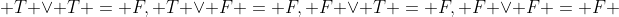 [tex] T \lor T = F, T \lor F = F, F \lor T = F, F \lor F = F [/tex]