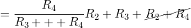\begin{align*}\frac{R_2}{R_1 + R_2}&=\frac{R_4}{R_3 + R_4}\\R_2 R_3+\cancel{R_2 R_4}&=R_1 R_4+\cancel{R_2 R_4}\end{align*}
