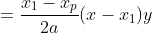 \begin{align*}y-y_1&=\frac{x_1-x_p}{2a}(x-x_1)\\y&=\frac{(x_1-x_p)(x-x_1)}{2a}+y_1\end{align*}