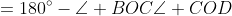 \begin{align*}\angle COD&=180^{\circ}-\angle BOC\\\angle COD&=180^{\circ}-(180^{\circ}-2\beta)=2\beta\end{align*}
