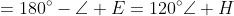 \begin{align*}\angle F&=180^{\circ}-\angle E=120^{\circ}\\\angle H&=180^{\circ}-\angle G=80^{\circ}\end{align*}