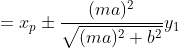 \begin{align*}x_1&=x_p\pm\frac{(ma)^2}{\sqrt{(ma)^2+b^2}}\\y_1&=y_p\pm\frac{b^2}{\sqrt{(ma)^2+b^2}}\end{align*}